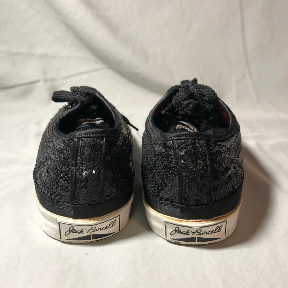 Converse/ Jack Purcell  Black Sequin Women's Sneakers - Picture 6 of 8